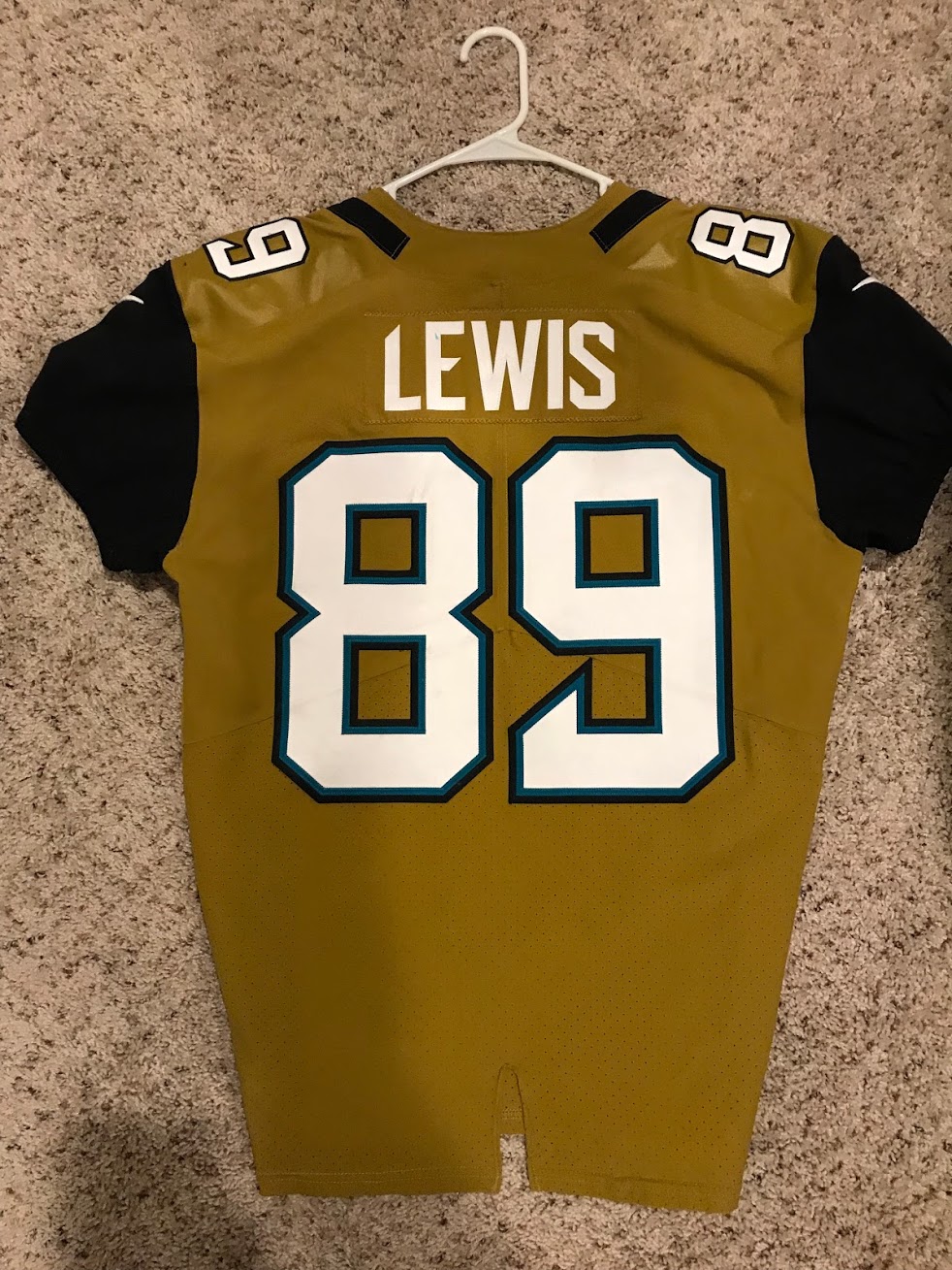 2016 Marcedes Lewis Game Used Jacksonville Jaguars Color Rush Jersey